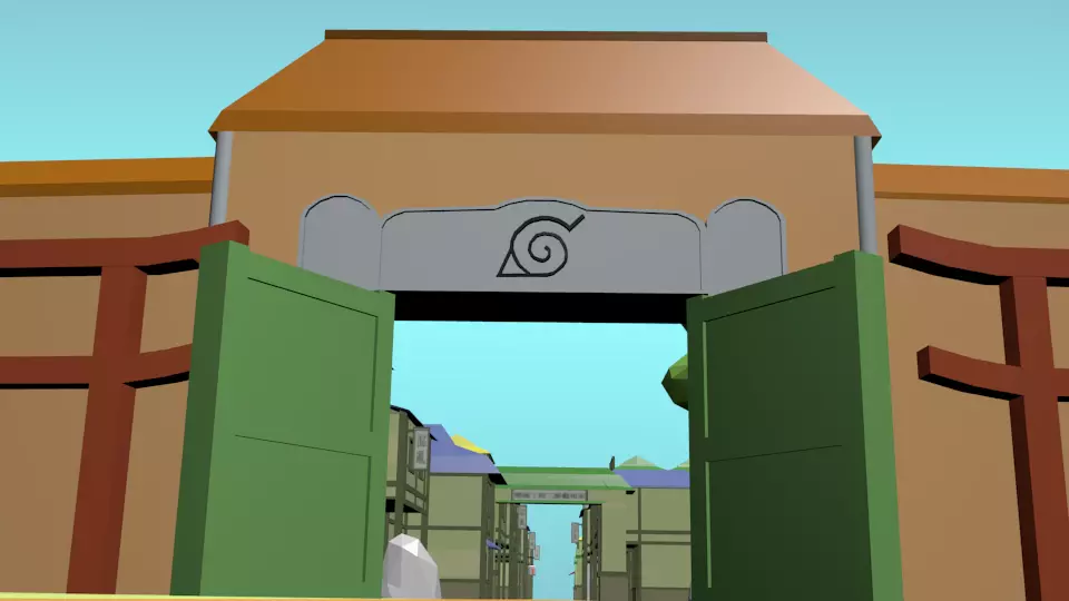 Konoha Naruto in Loupolli style Free low-poly 3D model_0