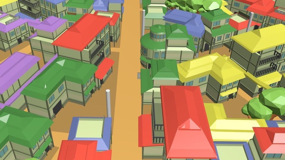 Konoha Naruto in Loupolli style Free low-poly 3D model_2