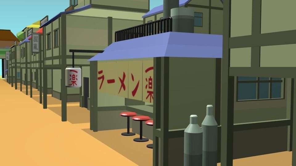 Konoha Naruto in Loupolli style Free low-poly 3D model_6