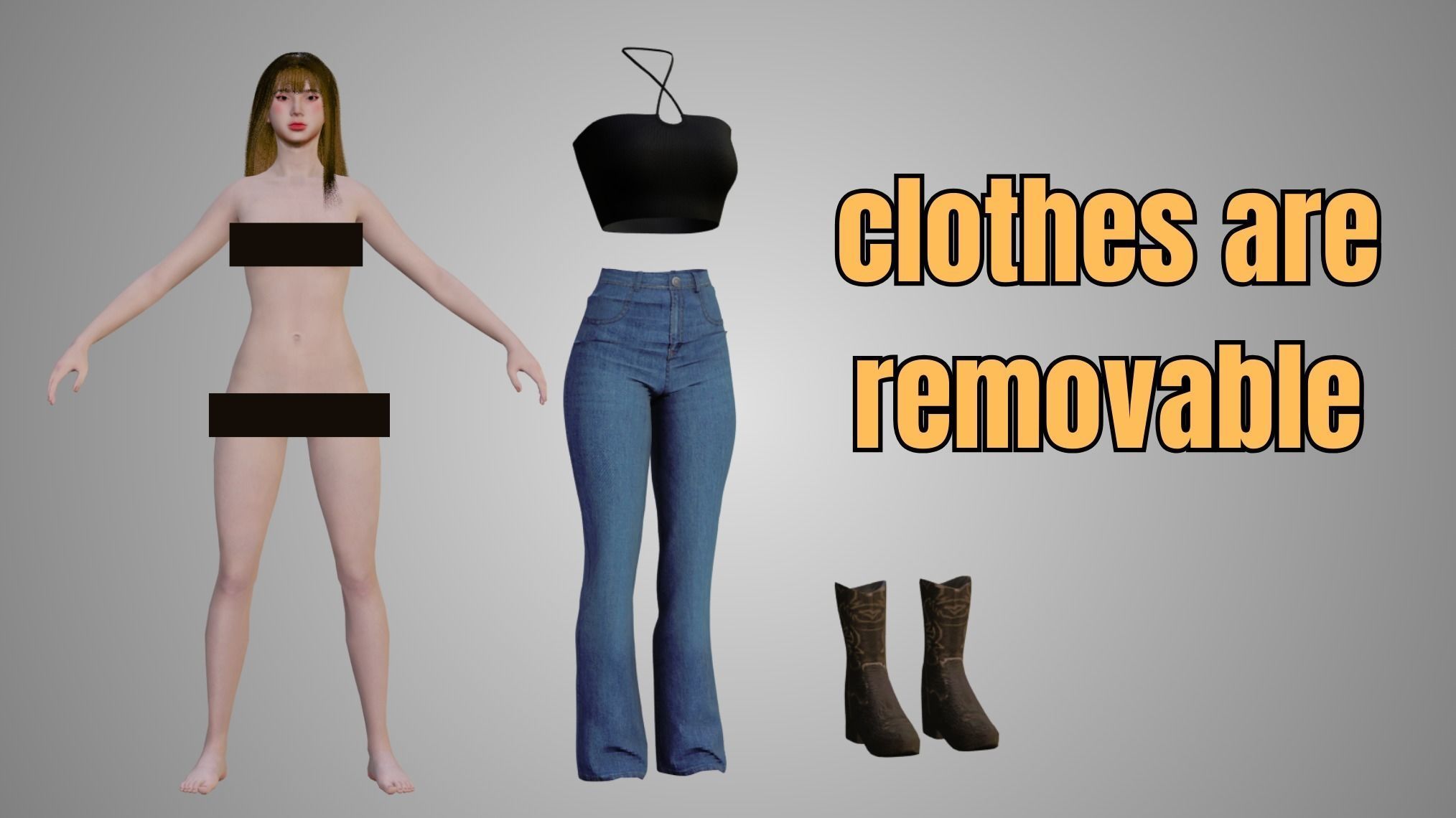 Realistic Woman - Game Ready Low-poly 3D model_8