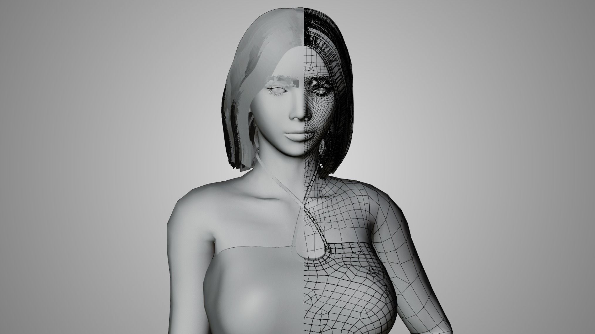 Realistic Woman - Game Ready Low-poly 3D model_7