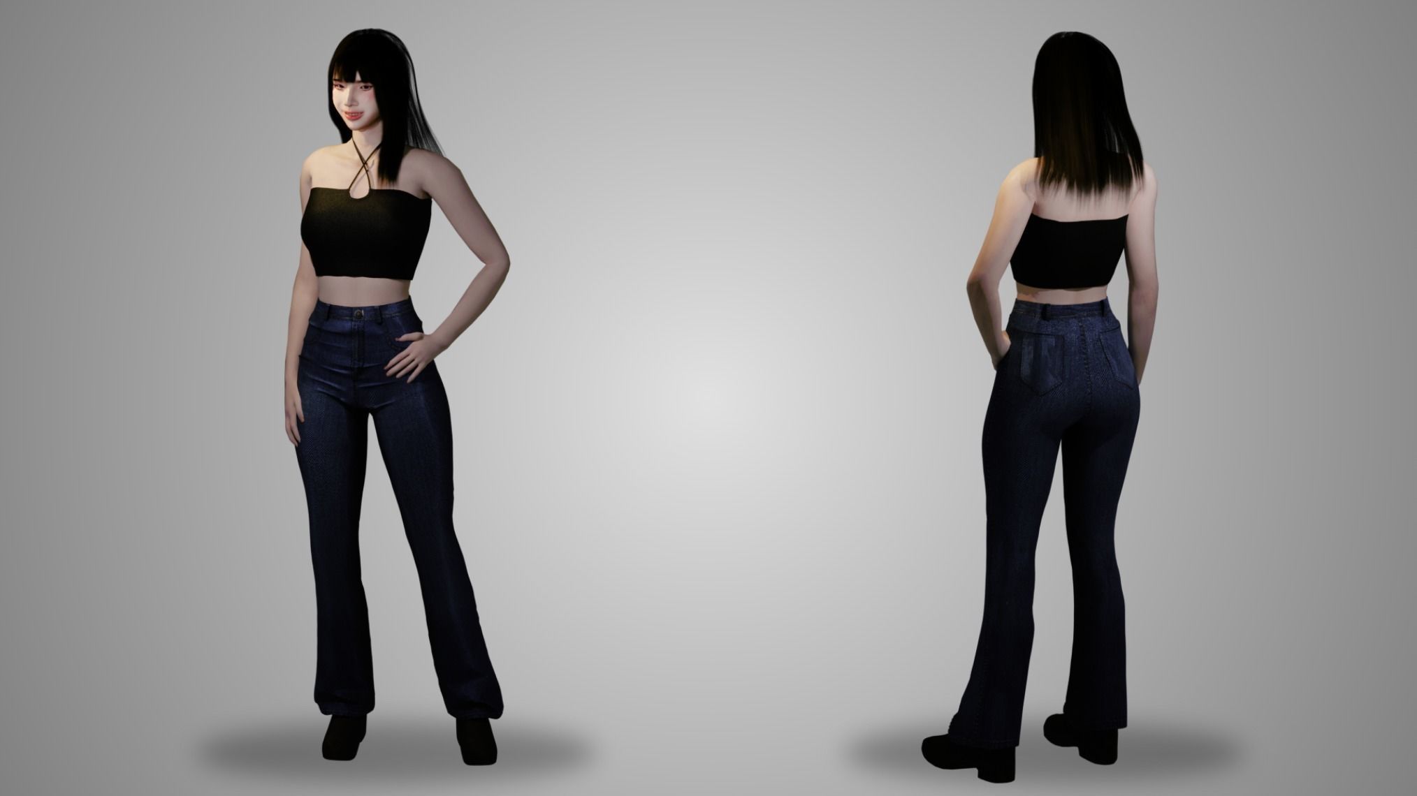 Realistic Woman - Game Ready Low-poly 3D model_1