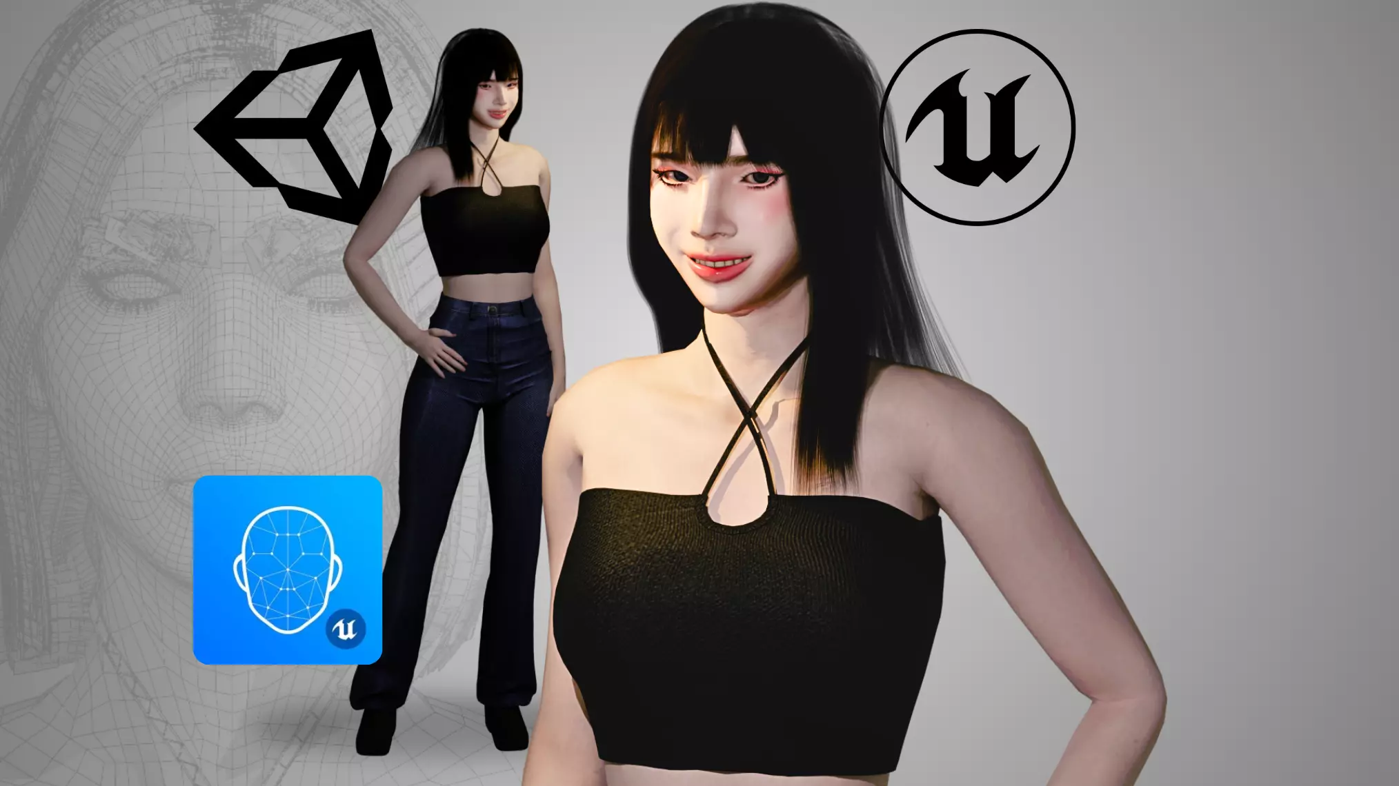Realistic Woman - Game Ready Low-poly 3D model_0