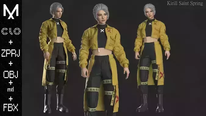 Sci Fi Outfit Female Marvelous designer Clo3d OBJ mtl FBX ZPRJ
