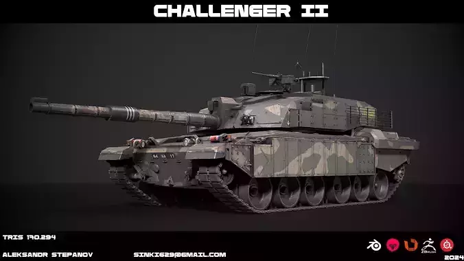 Tank Challenger 2 Low-poly 3D model  Tank Challenger 2 Low-poly 3D model