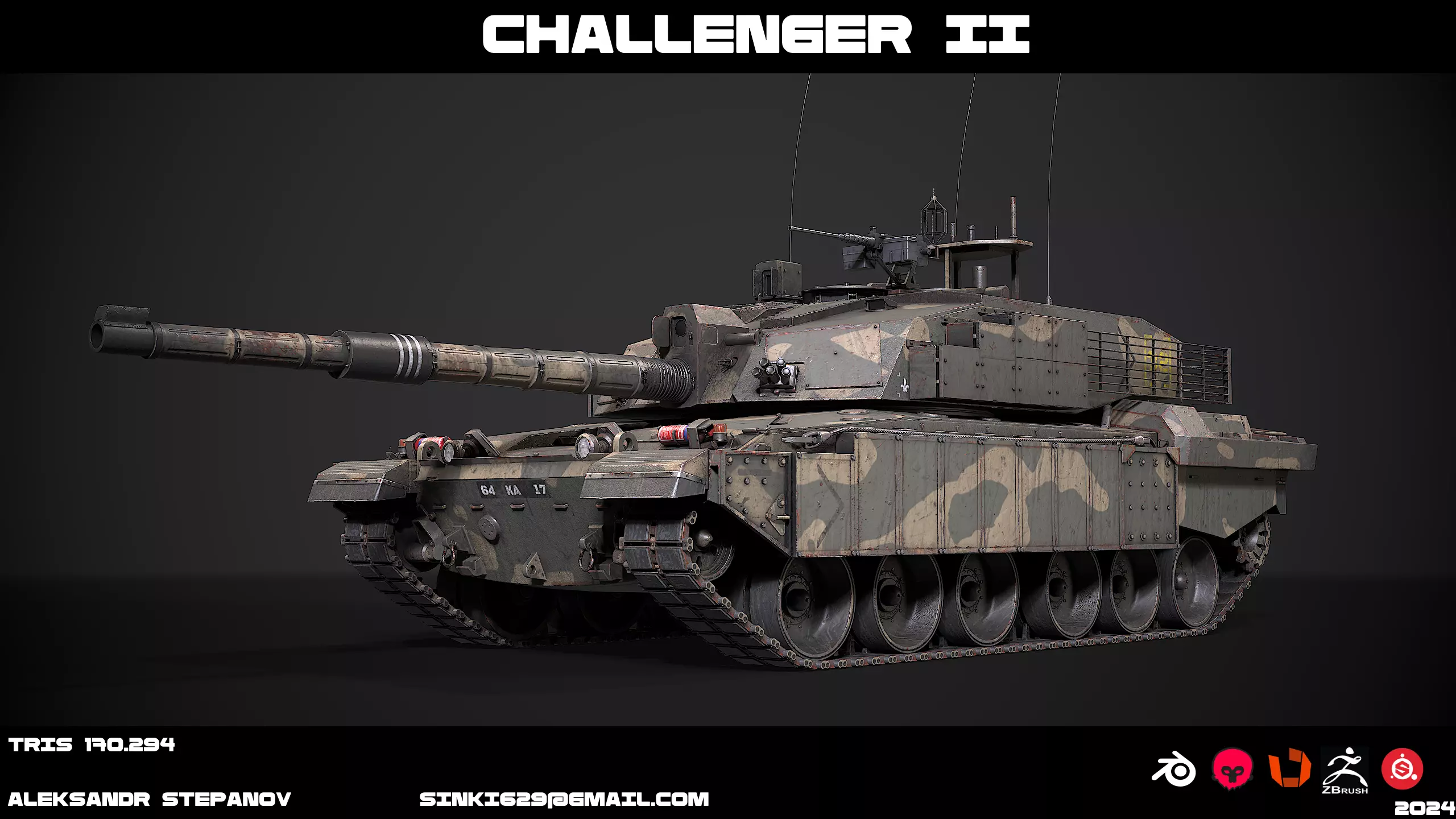 Tank Challenger 2 Low-poly 3D model_0