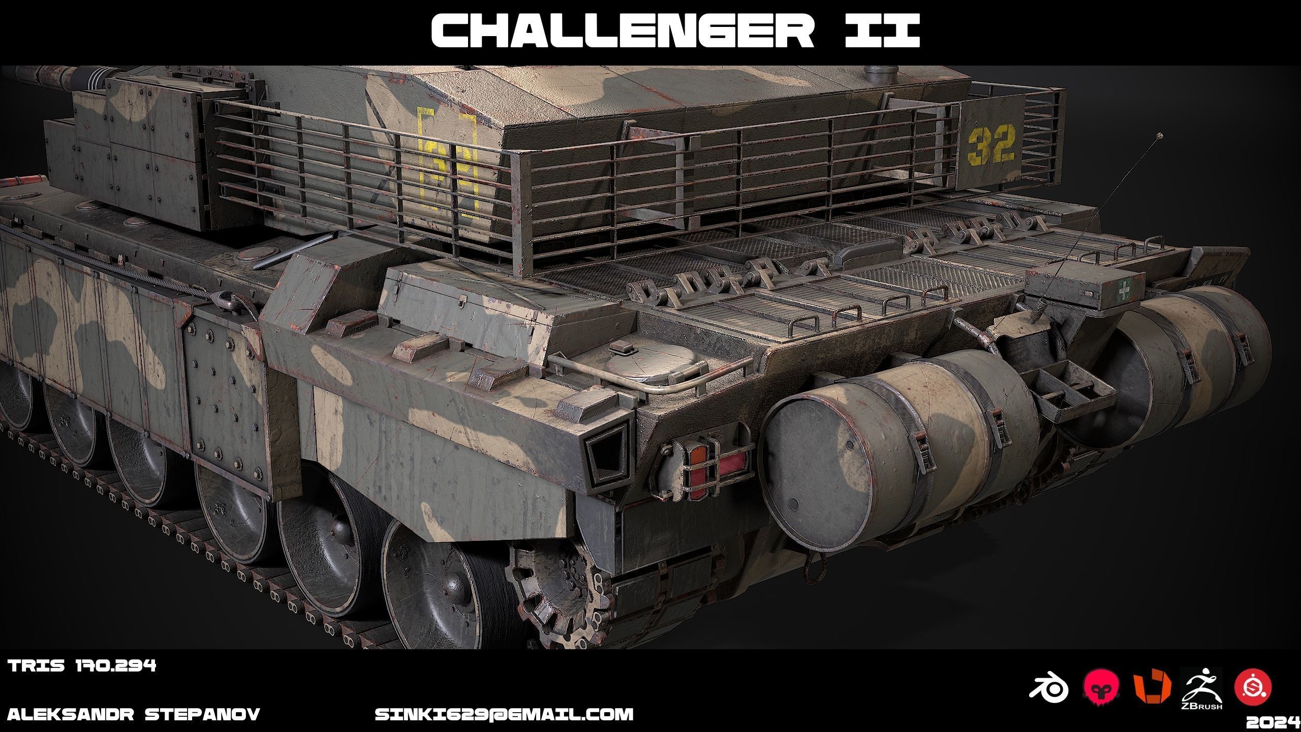Tank Challenger 2 Low-poly 3D model_15
