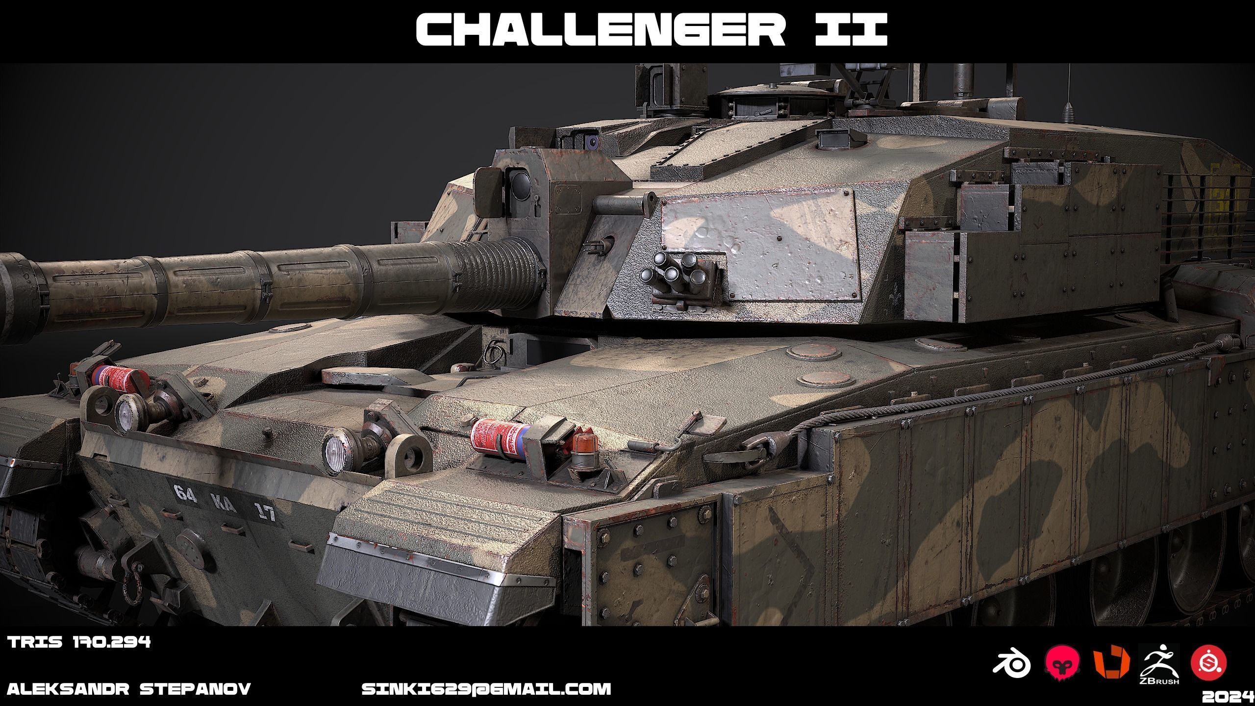 Tank Challenger 2 Low-poly 3D model_13