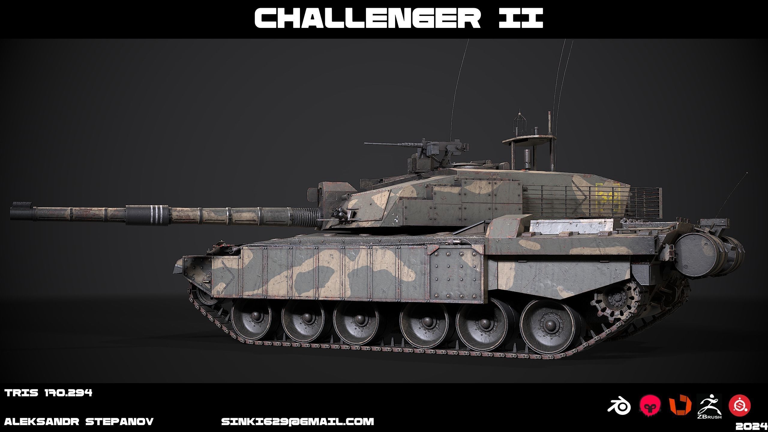 Tank Challenger 2 Low-poly 3D model_11