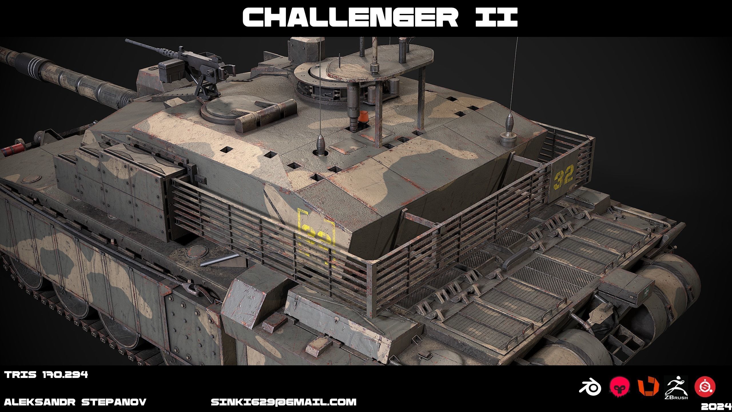 Tank Challenger 2 Low-poly 3D model_12