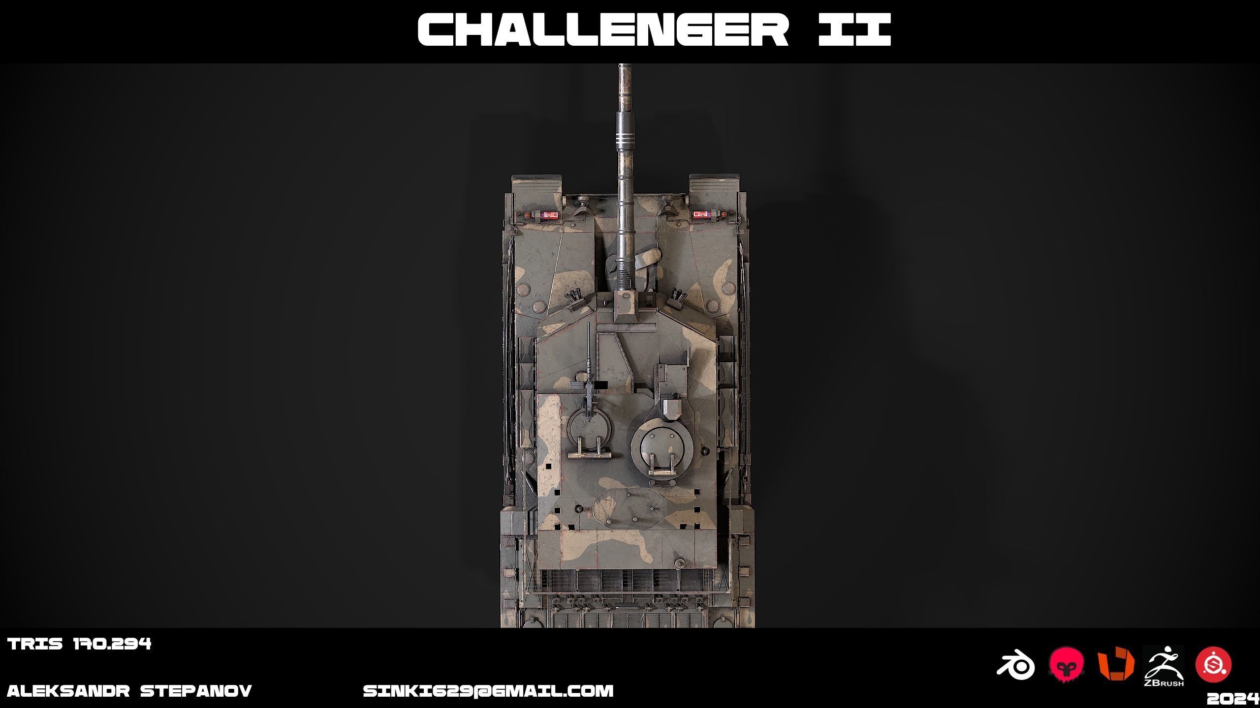 Tank Challenger 2 Low-poly 3D model_8