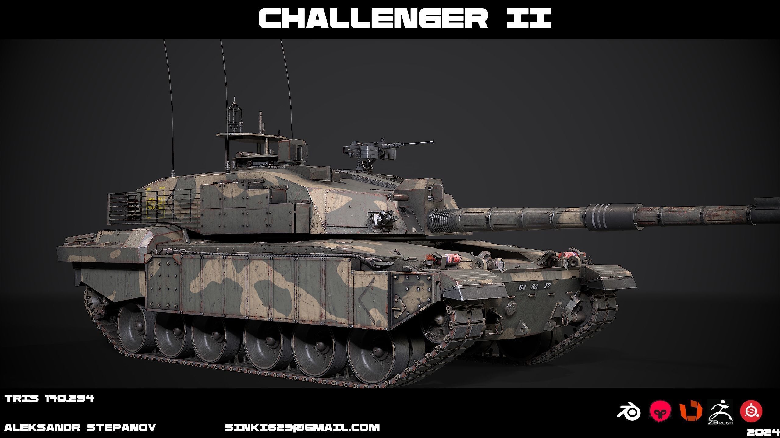 Tank Challenger 2 Low-poly 3D model_3