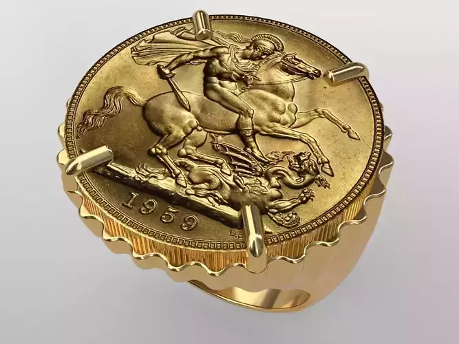 full british gold sovereign coin ring mount size P