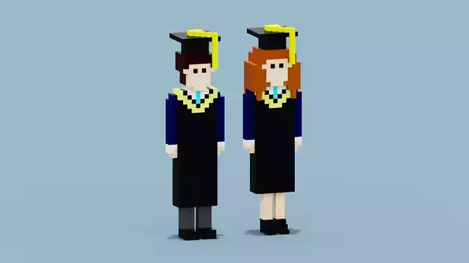 Graduation Character Low-poly 3D model