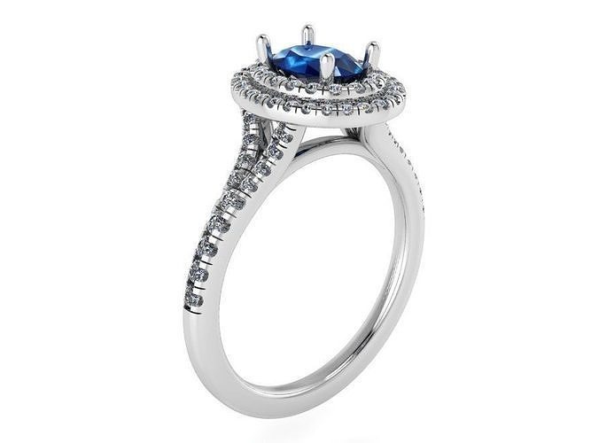 Oval Double Halo Ring 2291 3D print model
