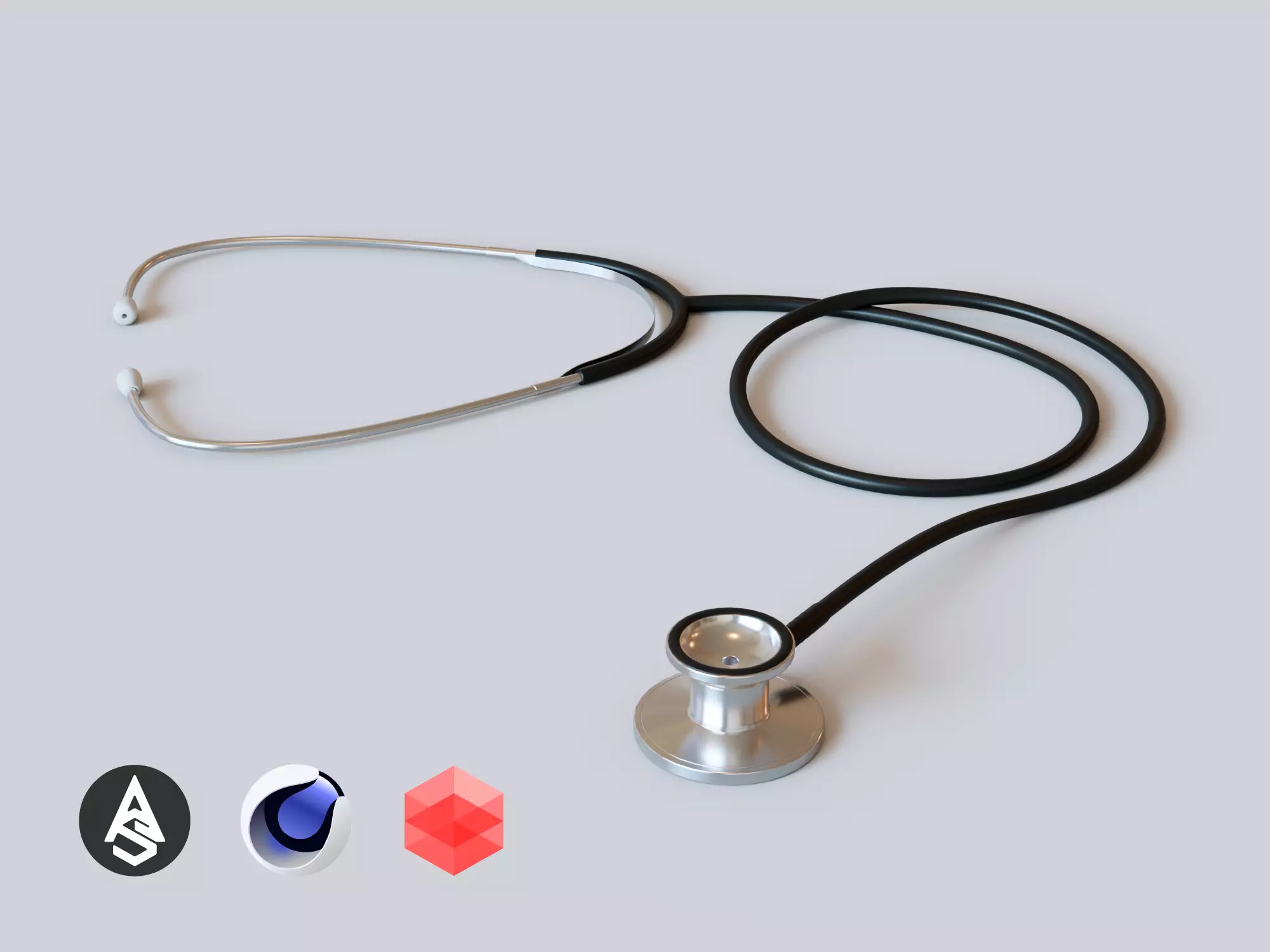 Stethoscope Medical Equipment Low-poly 3D model_0