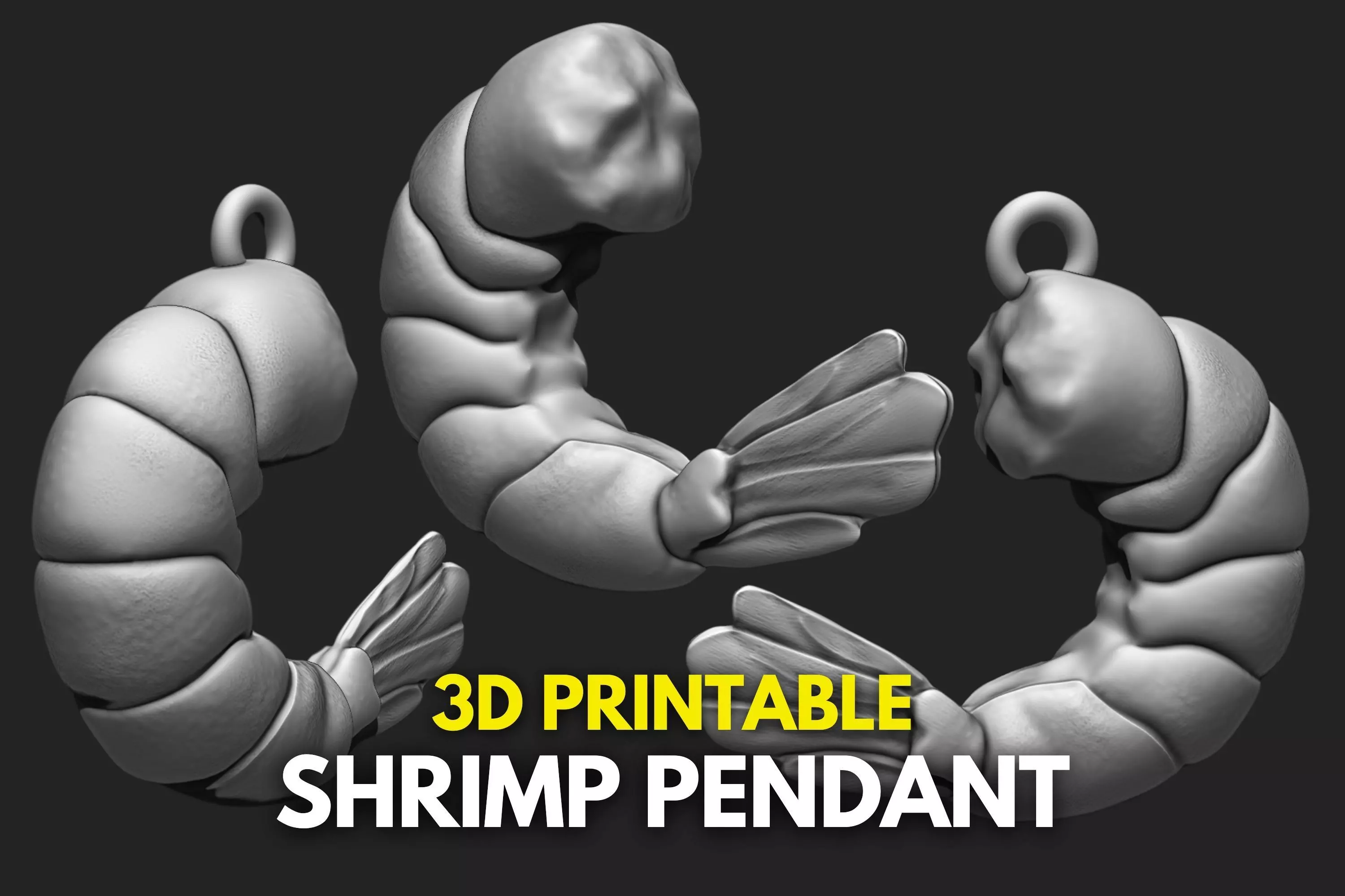 Shrimp Food Pendant - 3D Print - Sea Life 3D print model