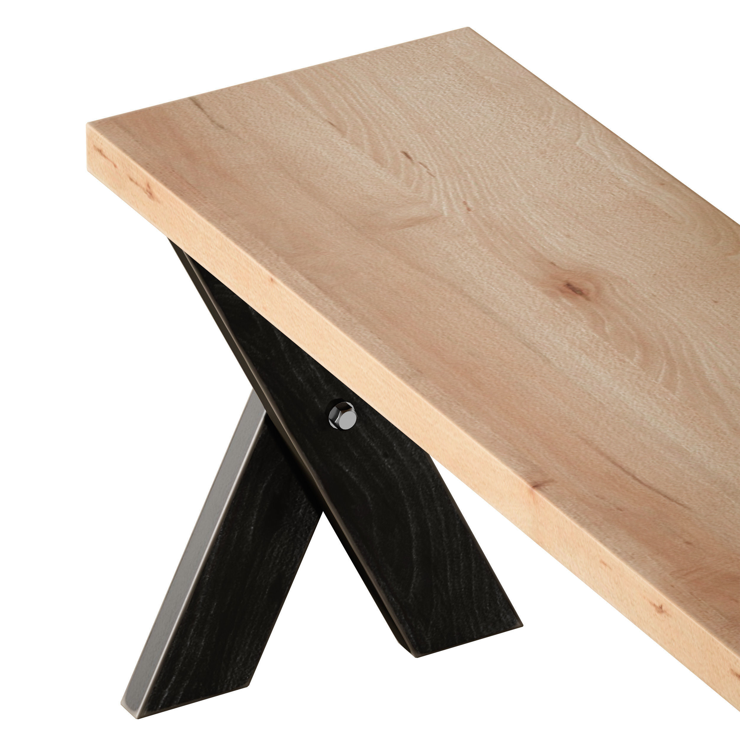 Wooden picnic table with benches 3D model_9