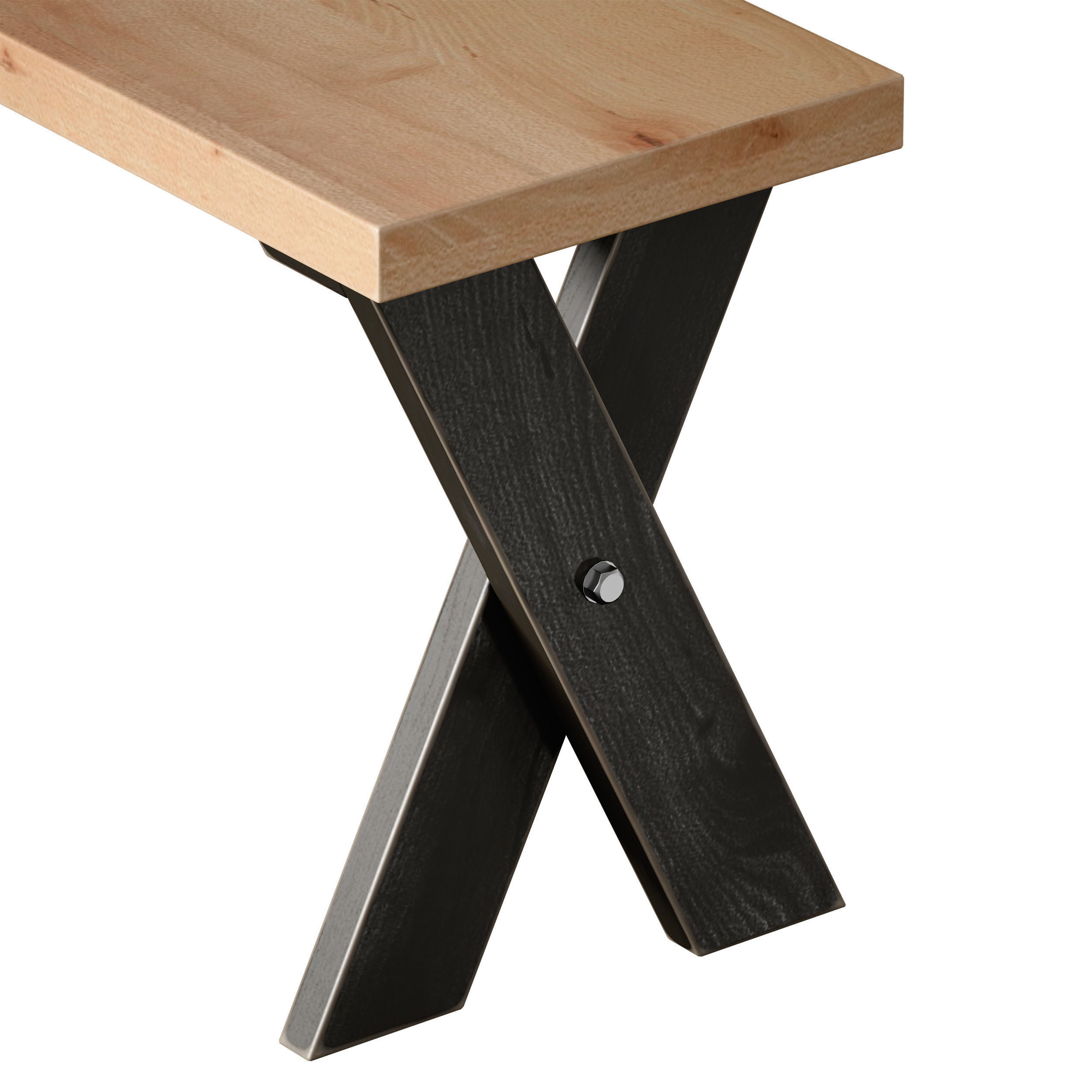 Wooden picnic table with benches 3D model_6