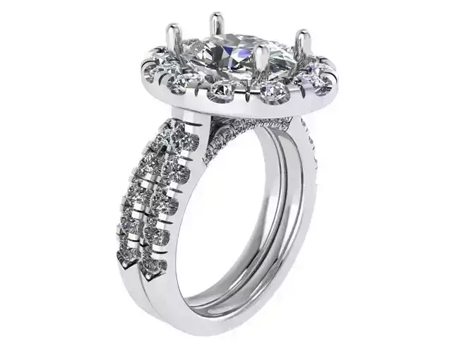 Oval Halo Ring With Band 2304