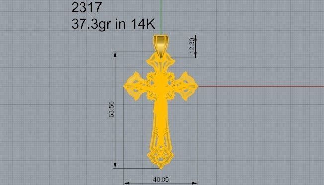 Cross Pendant 2317 3D print model_4