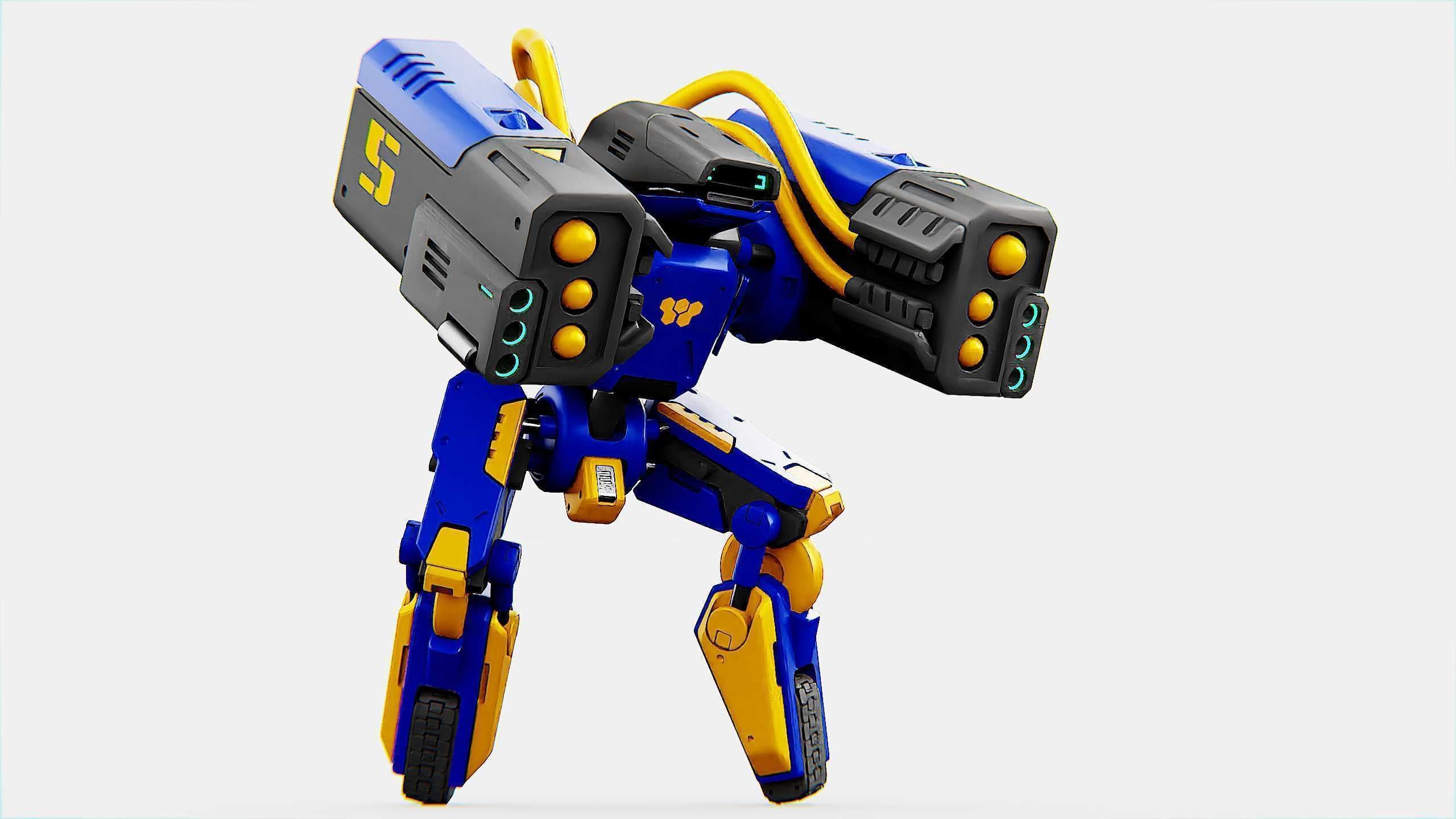 MILITARY BOT B-450 Rigged for Unreal Engine - Unity - MIXAMO  3D model_17