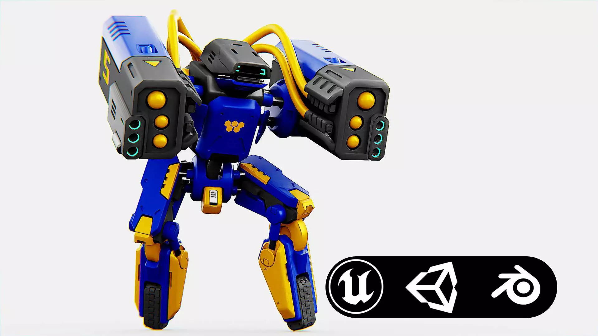 MILITARY BOT B-450 Rigged for Unreal Engine - Unity - MIXAMO  3D model_0