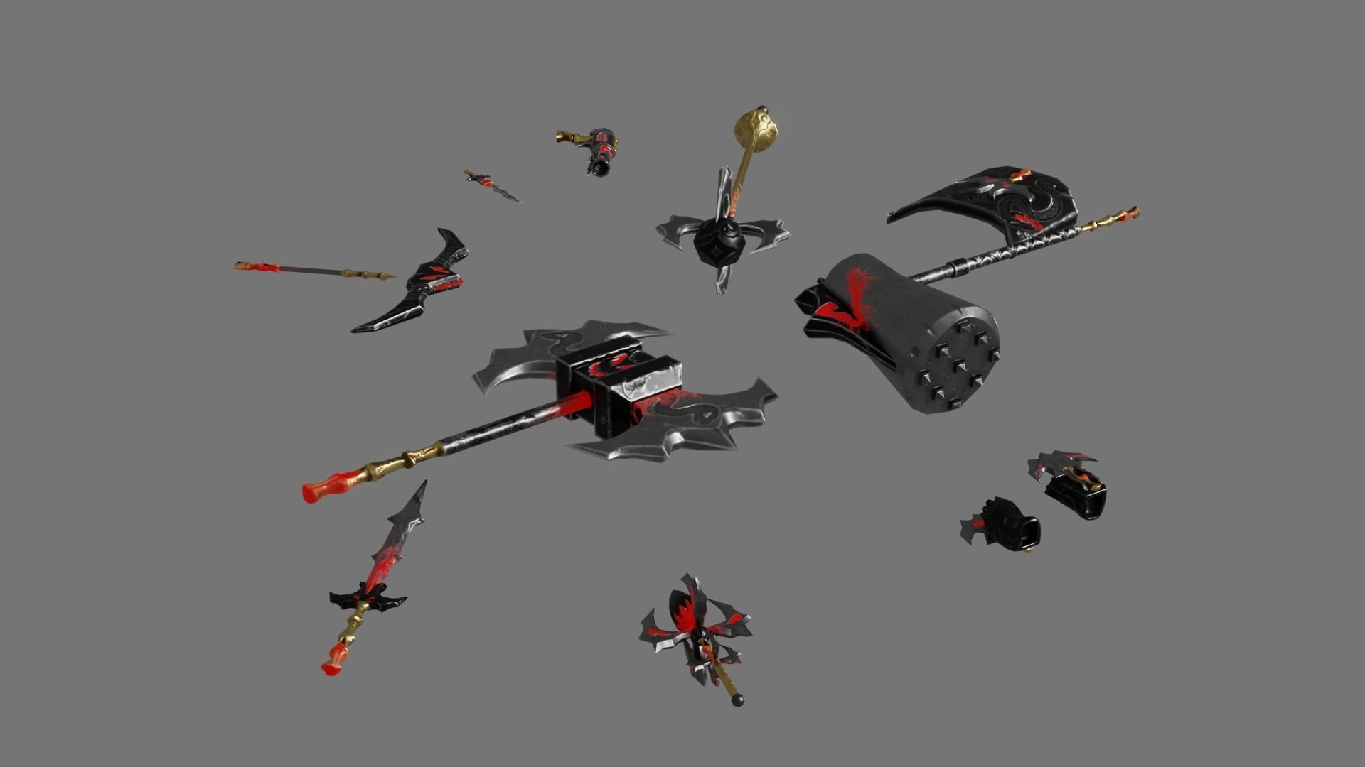 Evilish weapons dark fantasy 3D Model Collection_1