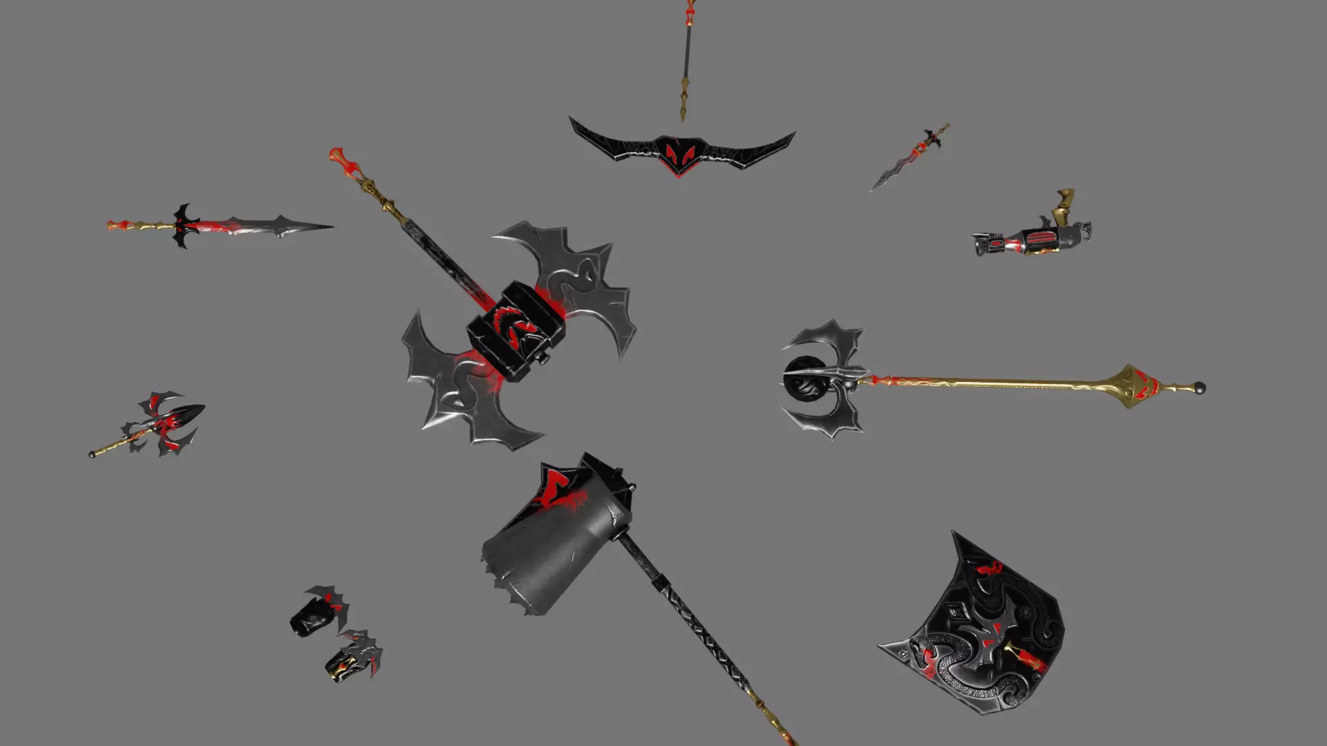 Evilish weapons dark fantasy 3D Model Collection_0
