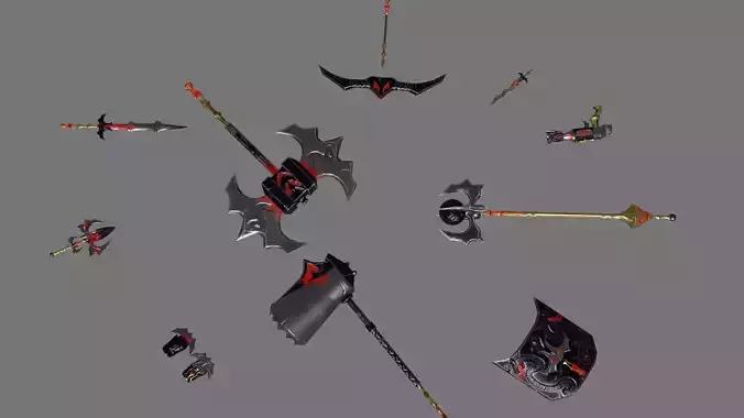 Evilish weapons dark fantasy 3D Model Collection