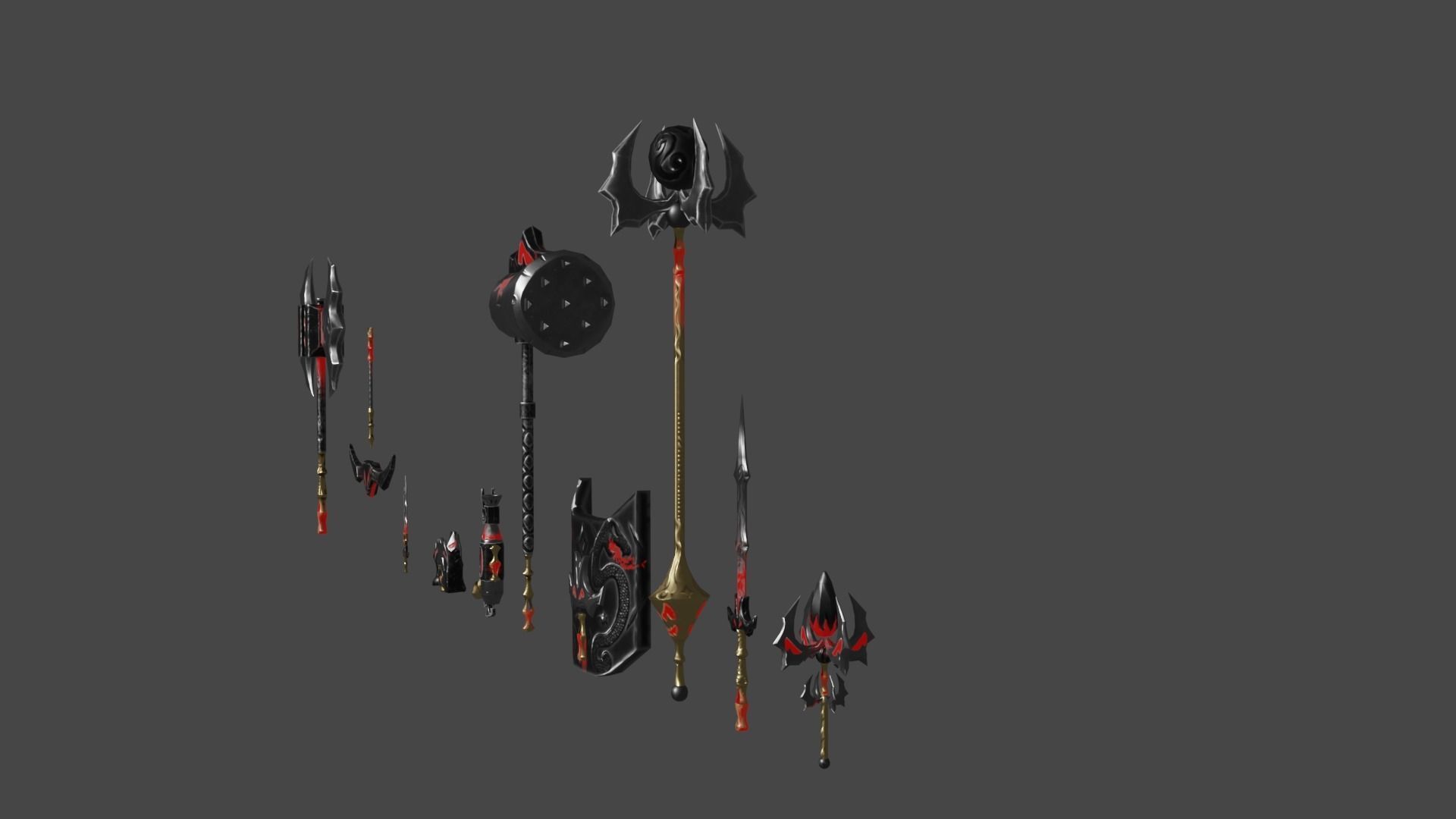 Evilish weapons dark fantasy 3D Model Collection_5