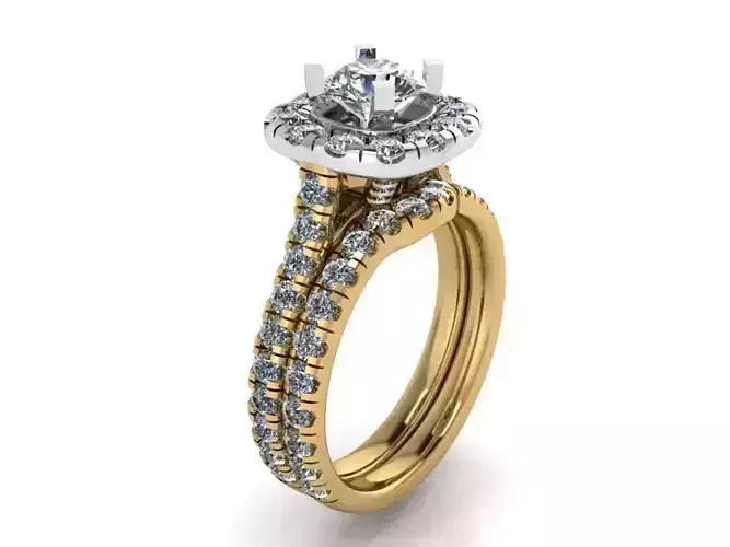 Square Halo Ring With Band 2331