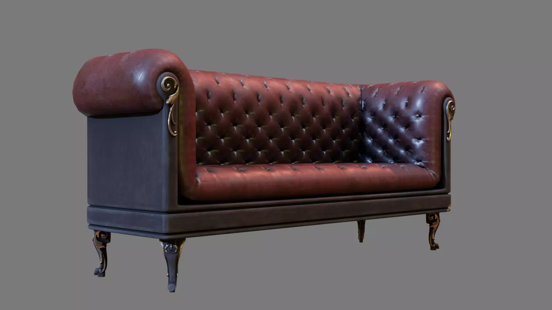 Sofa Armchair Couch small and foot rest Vintage Low-poly  Low-poly 3D model_0