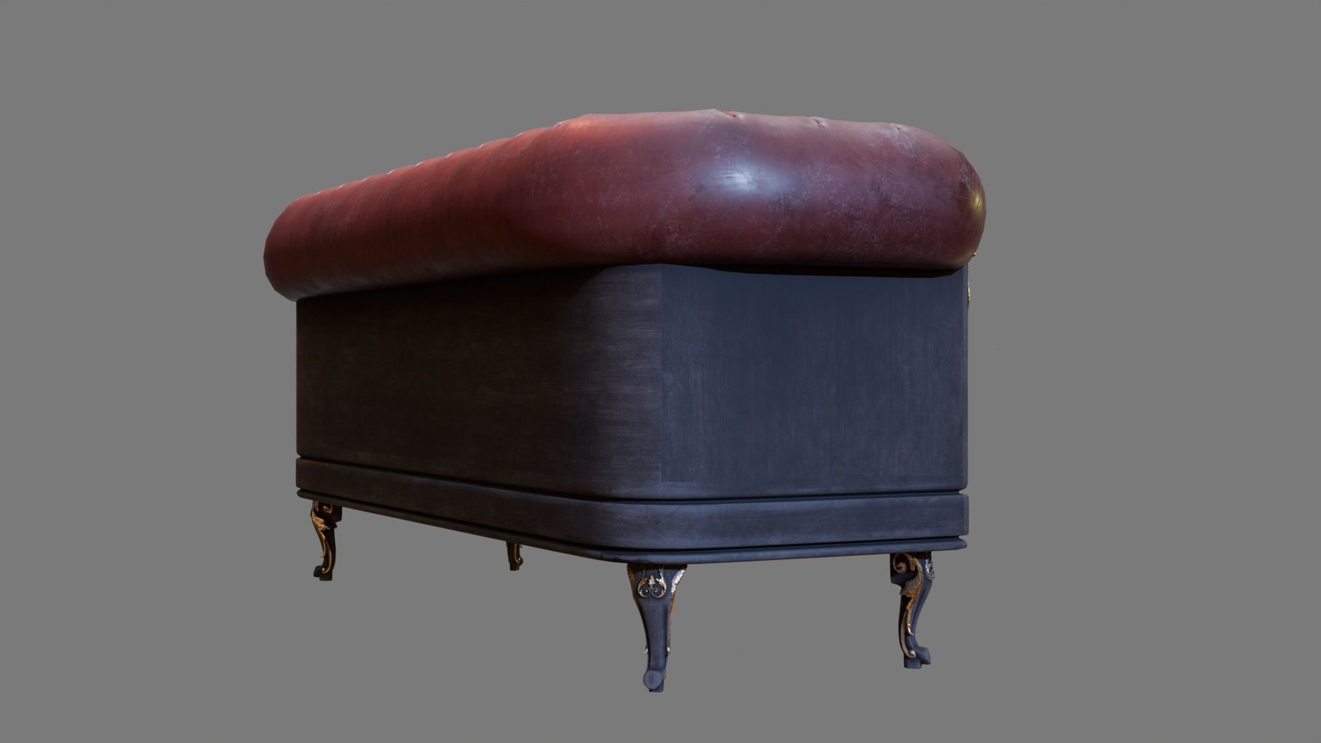 Sofa Armchair Couch small and foot rest Vintage Low-poly  Low-poly 3D model_3