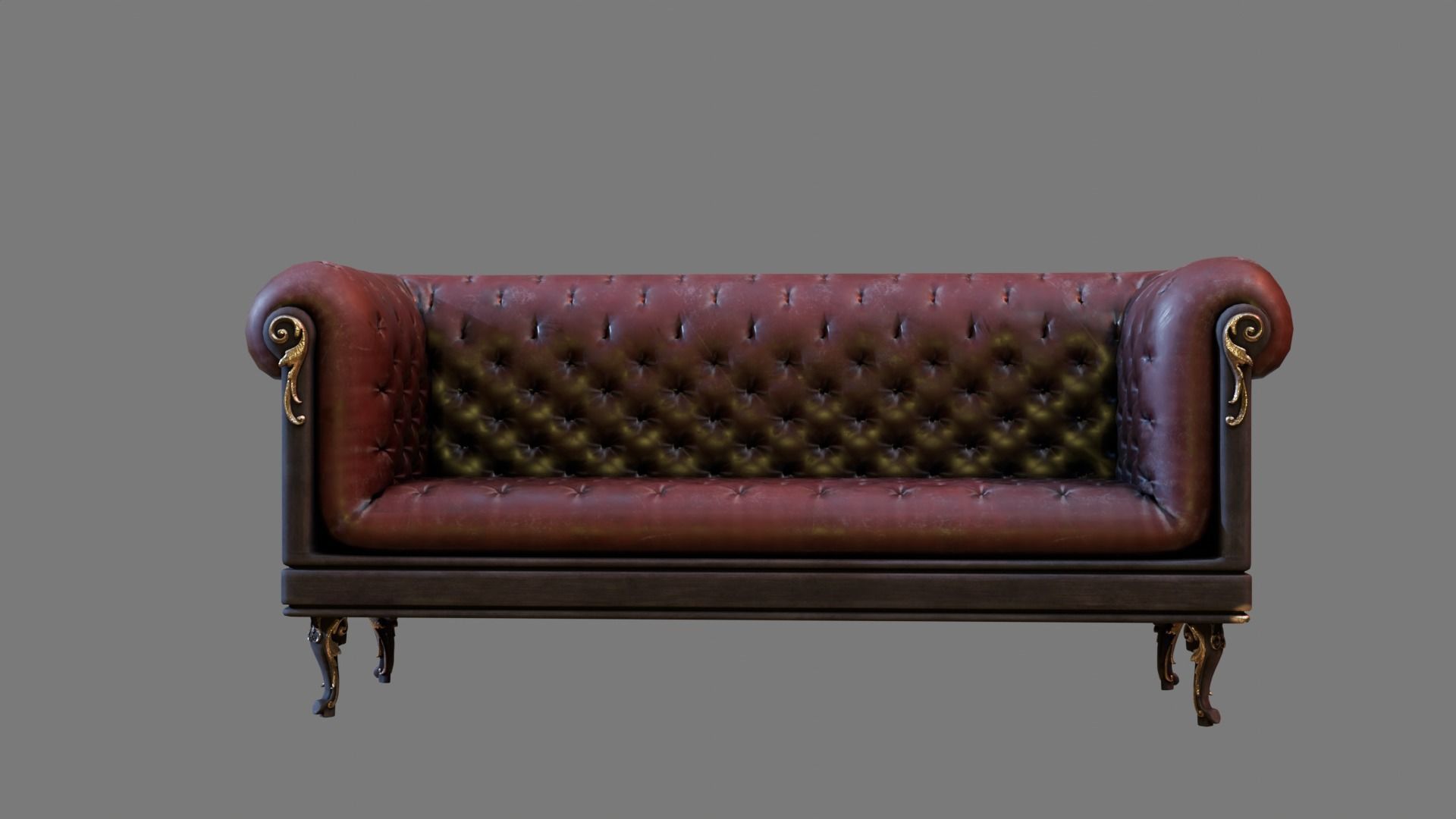 Sofa Armchair Couch small and foot rest Vintage Low-poly  Low-poly 3D model_1