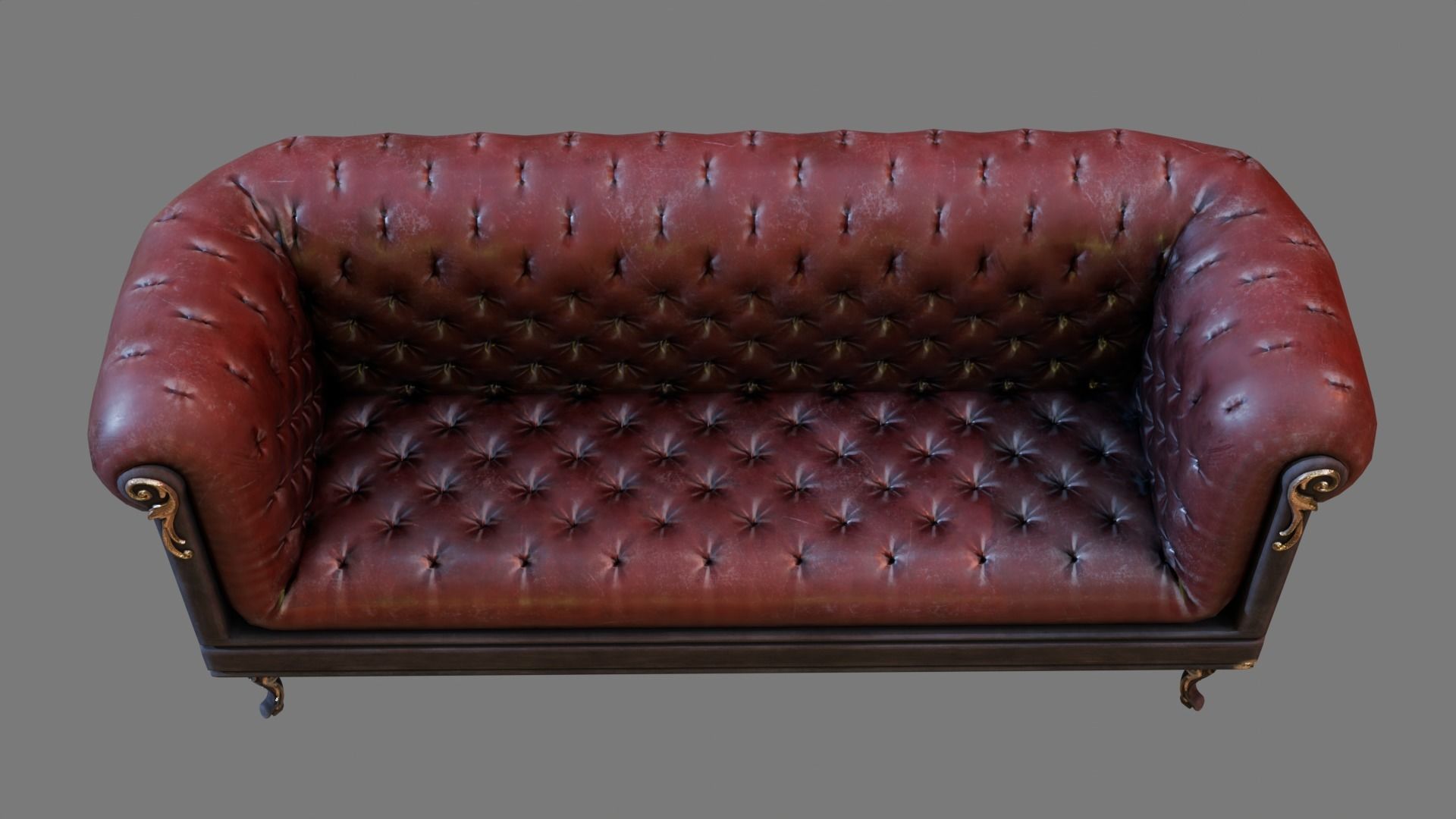 Sofa Armchair Couch small and foot rest Vintage Low-poly  Low-poly 3D model_7