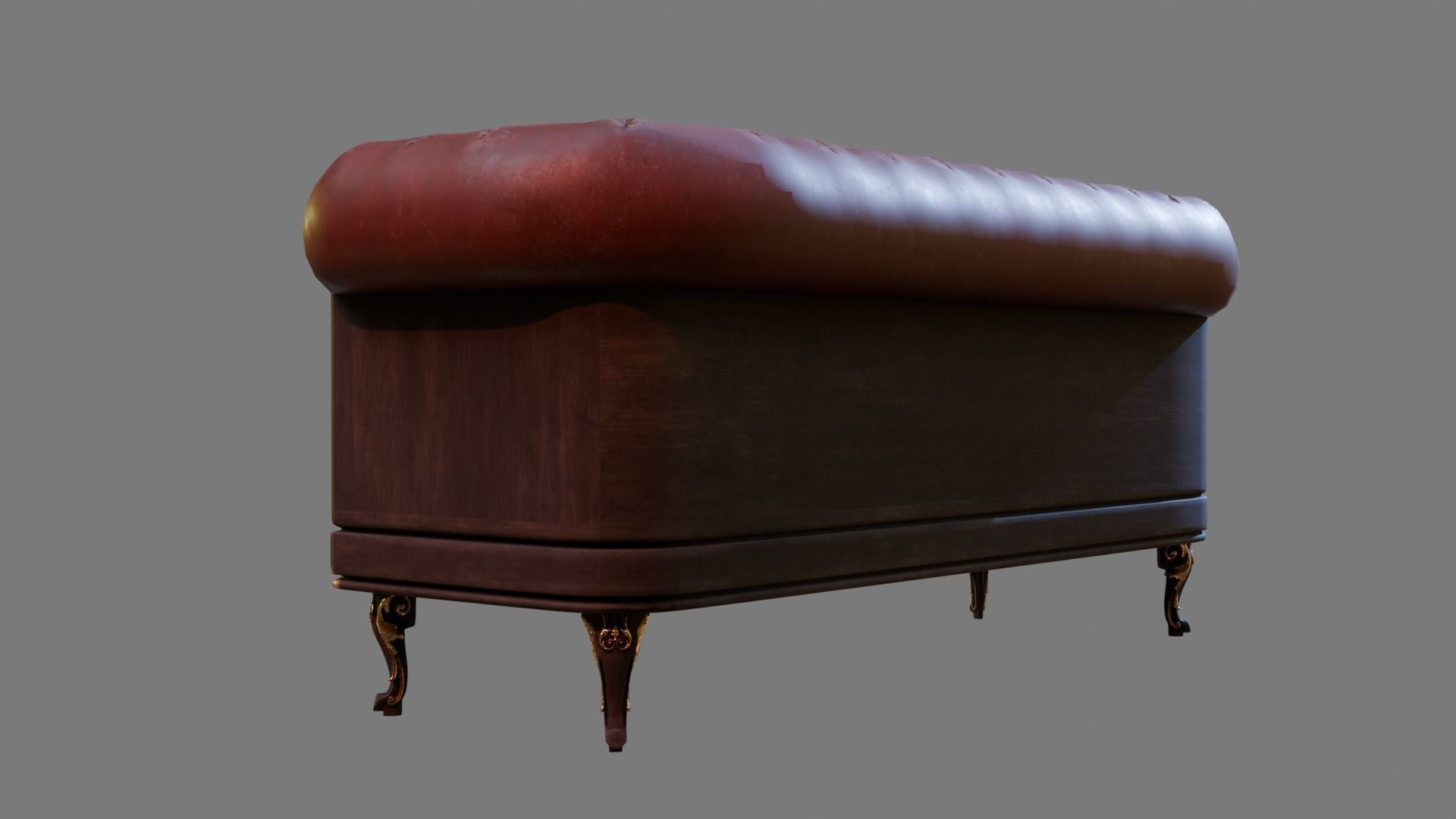 Sofa Armchair Couch small and foot rest Vintage Low-poly  Low-poly 3D model_5