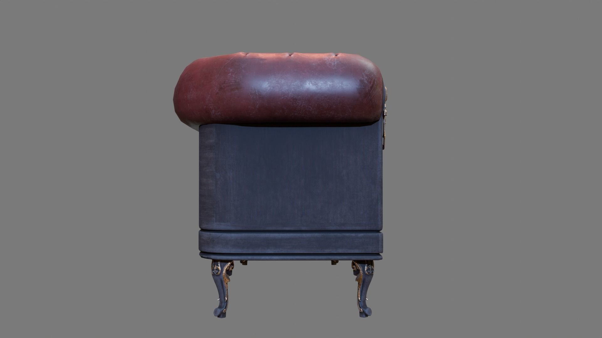 Sofa Armchair Couch small and foot rest Vintage Low-poly  Low-poly 3D model_2