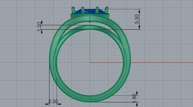 Oval Cut Channel Setting Ring 2345 3D print model_6
