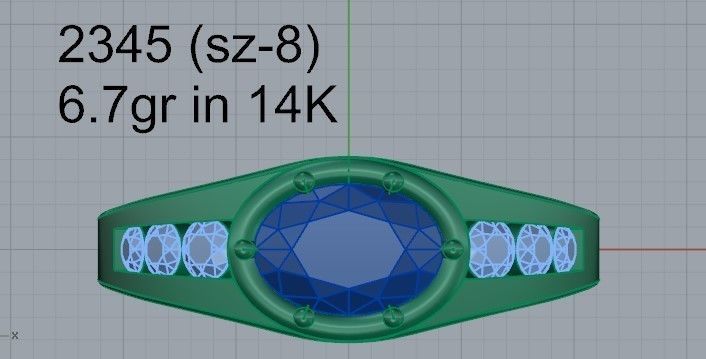 Oval Cut Channel Setting Ring 2345 3D print model_4