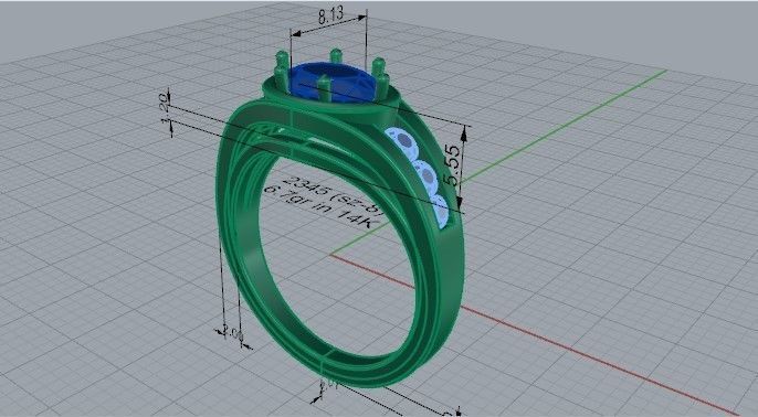 Oval Cut Channel Setting Ring 2345 3D print model_5