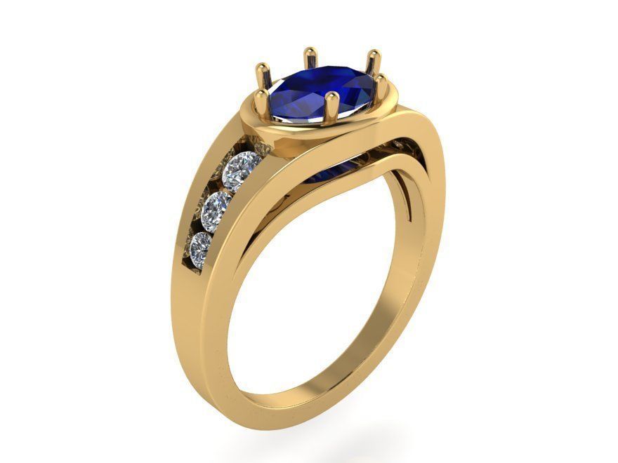 Oval Cut Channel Setting Ring 2345 3D print model_1