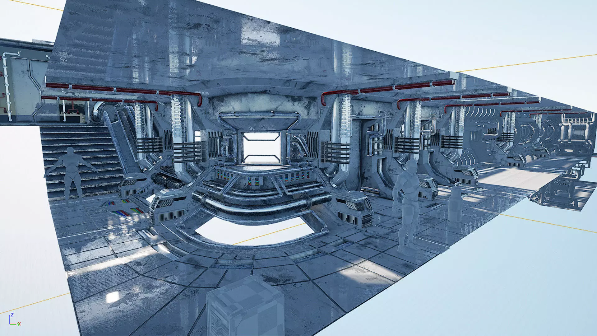 Scifi Corridor Orbit - Unreal Engine Project Low-poly 3D model_0