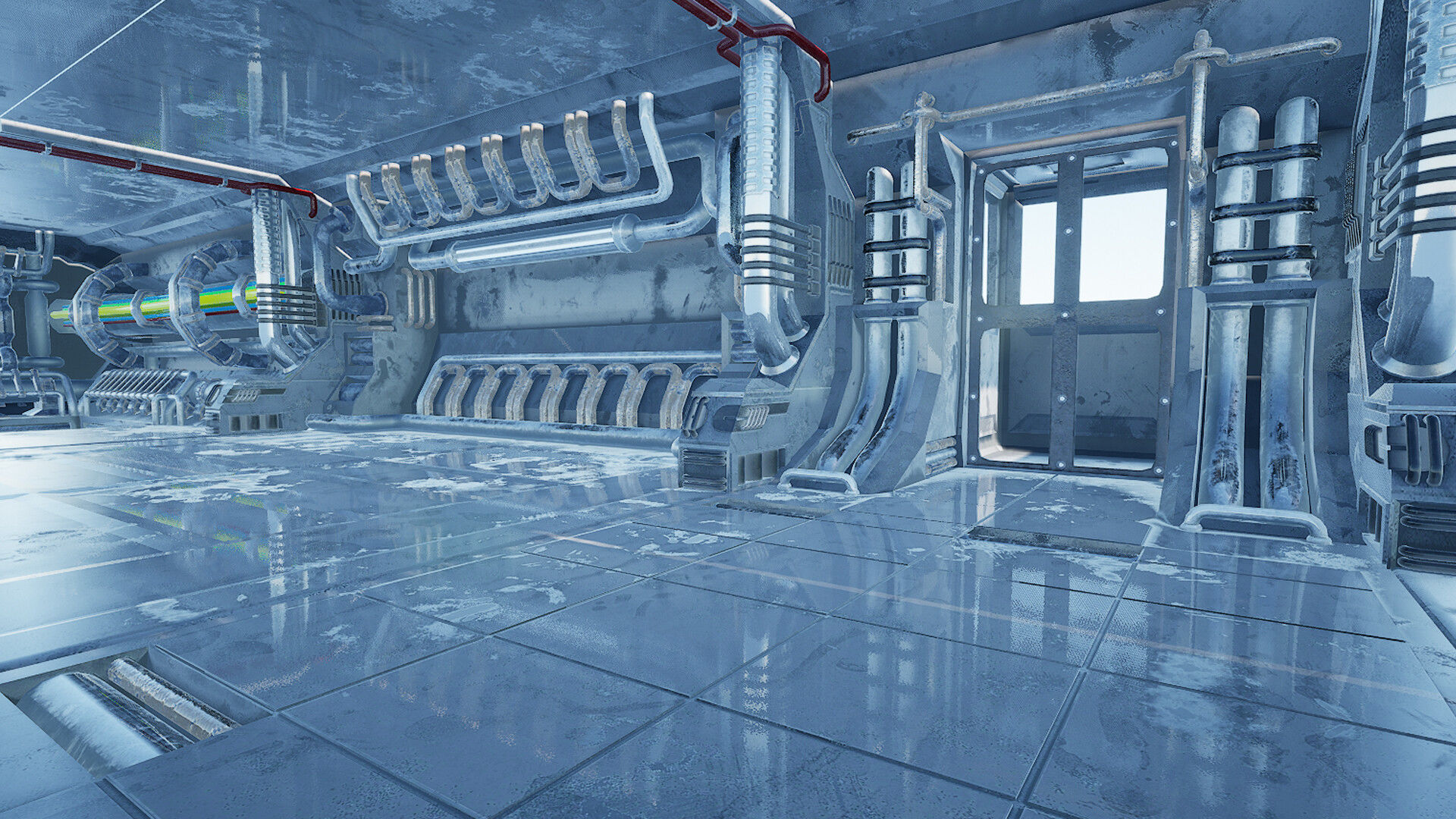 Scifi Corridor Orbit - Unreal Engine Project Low-poly 3D model_1