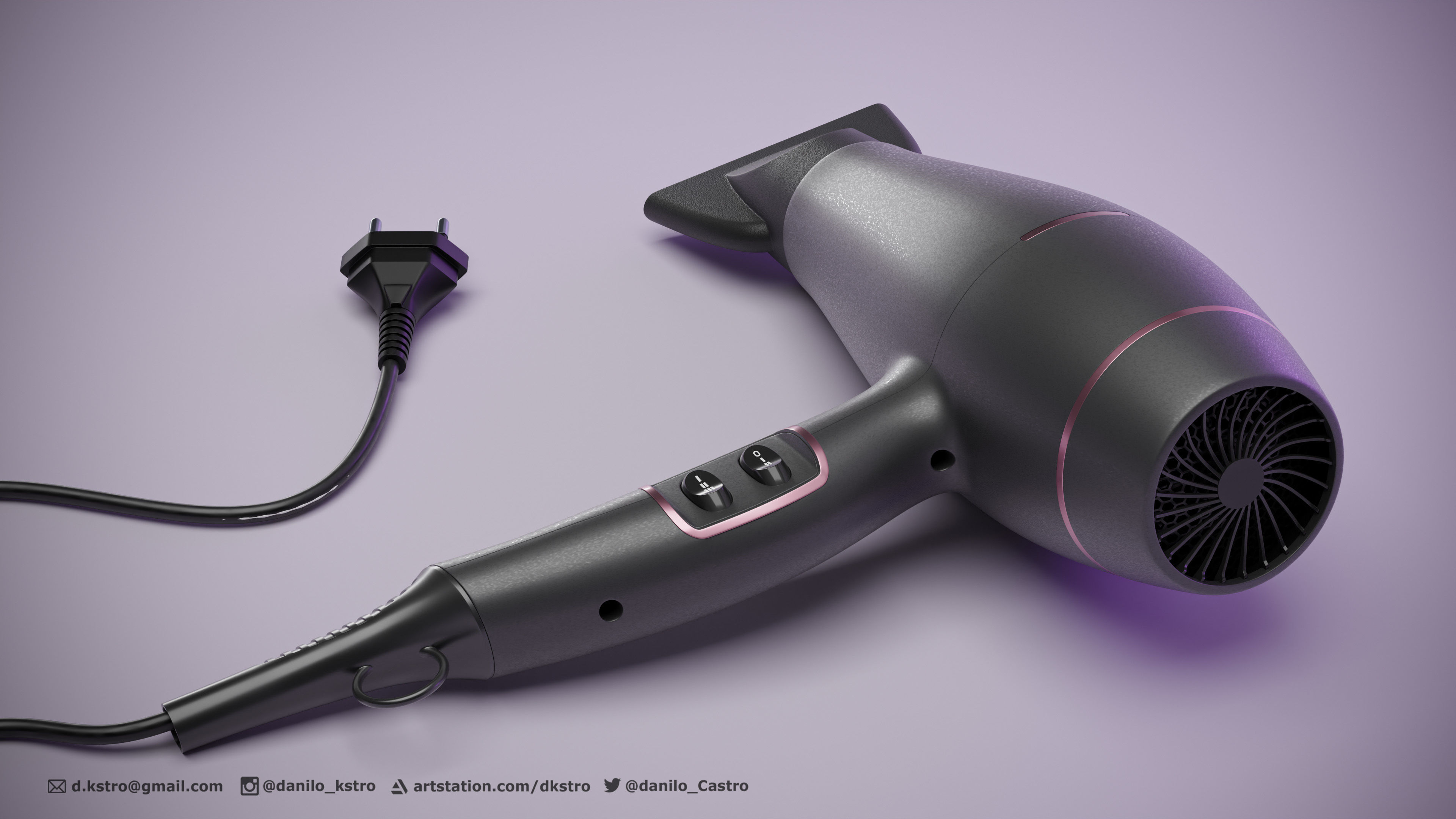 Hairdryer - Mesh For Production 3D model_4