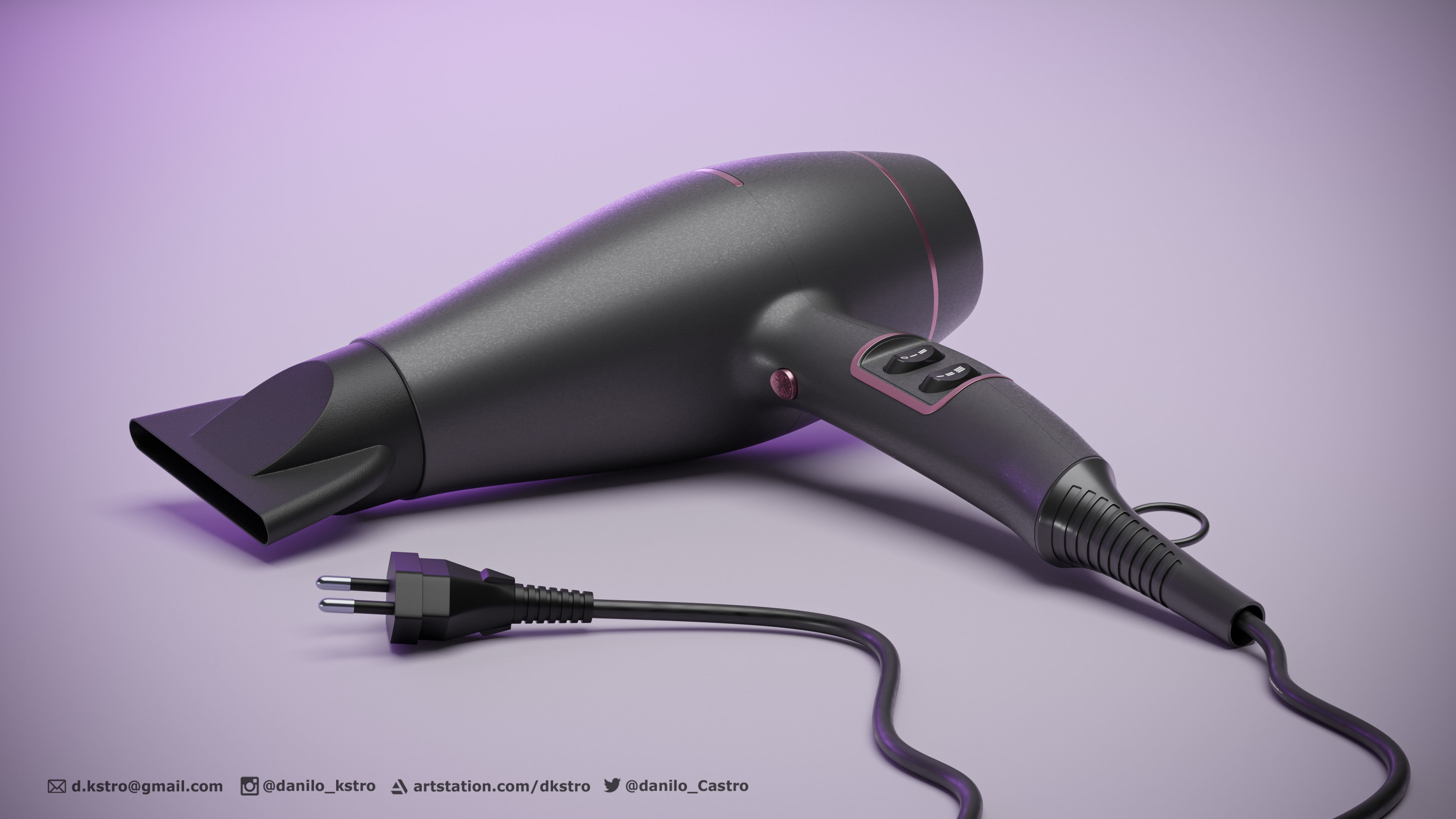 Hairdryer - Mesh For Production 3D model_1