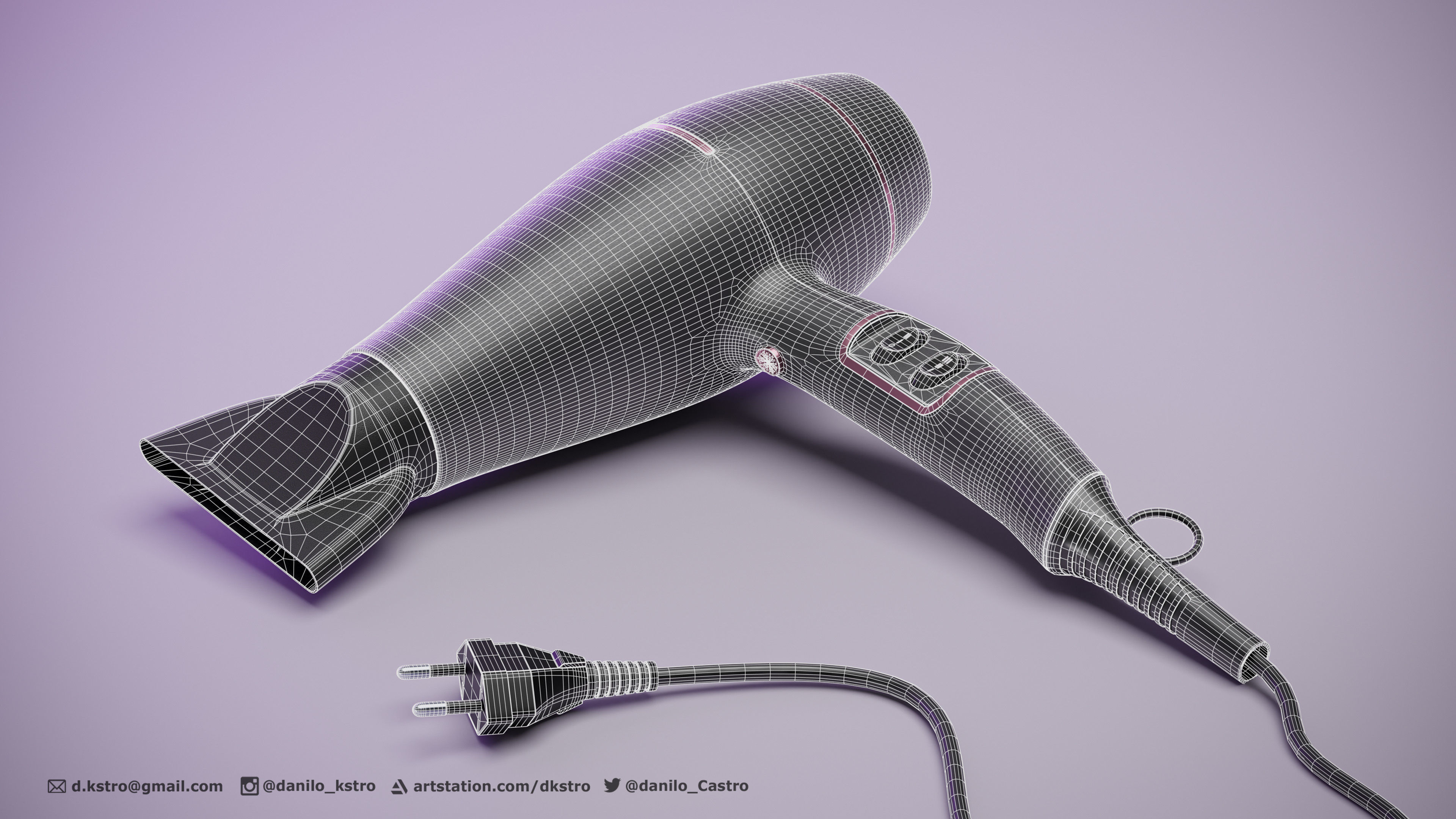 Hairdryer - Mesh For Production 3D model_8