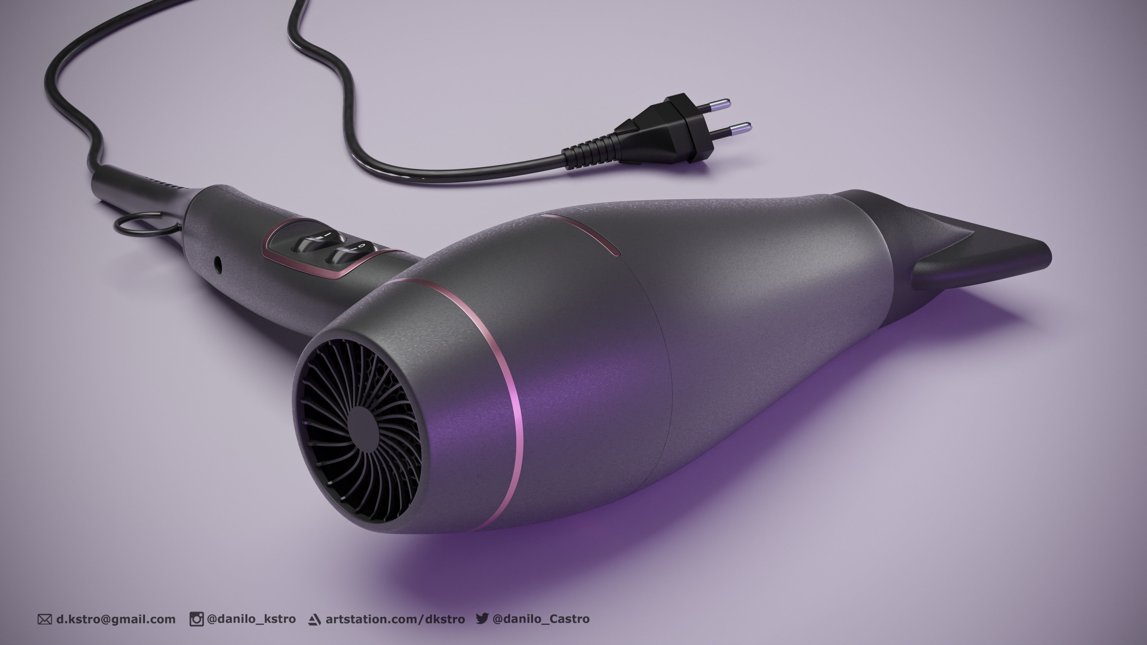 Hairdryer - Mesh For Production 3D model_6