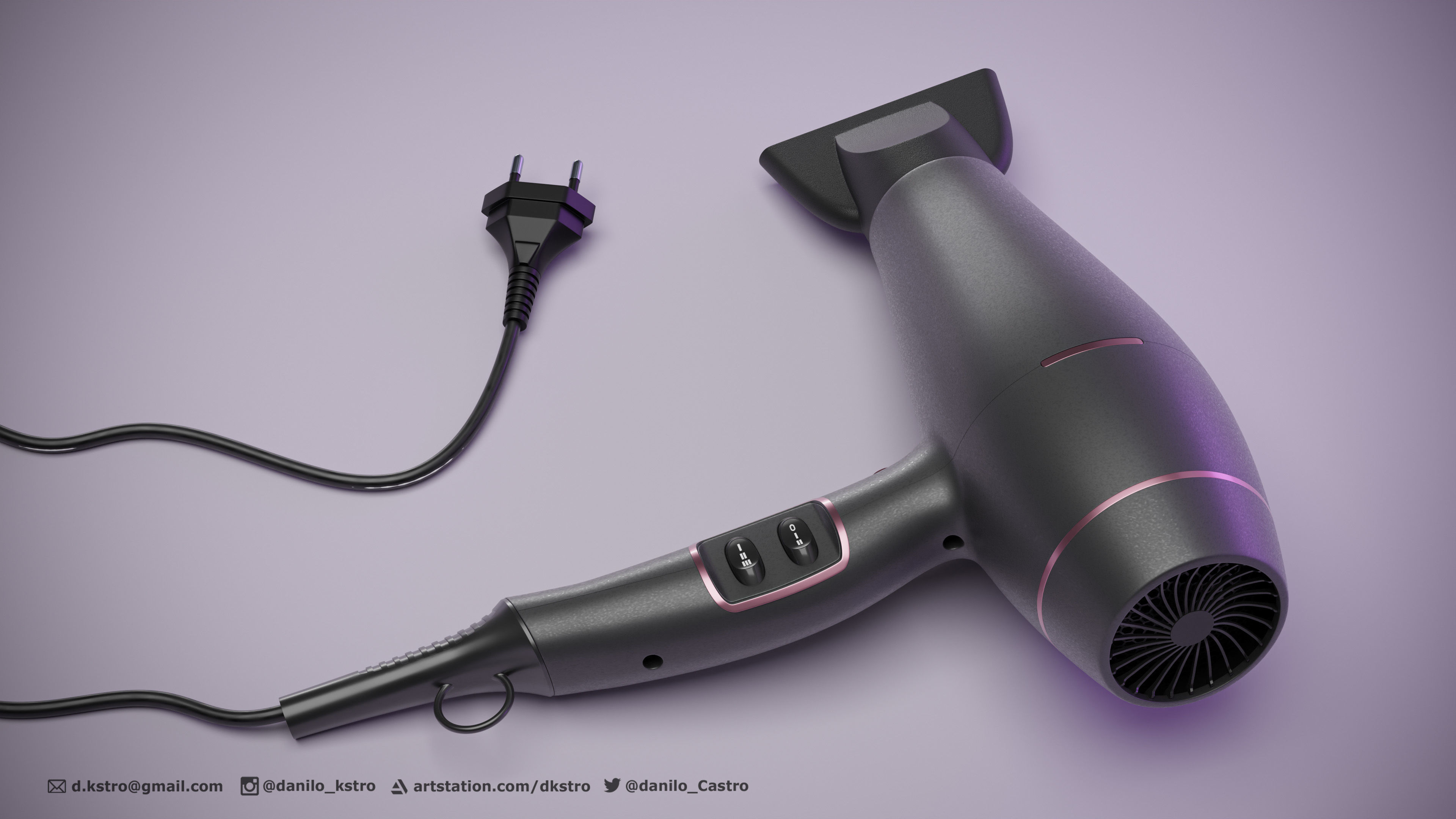 Hairdryer - Mesh For Production 3D model_3