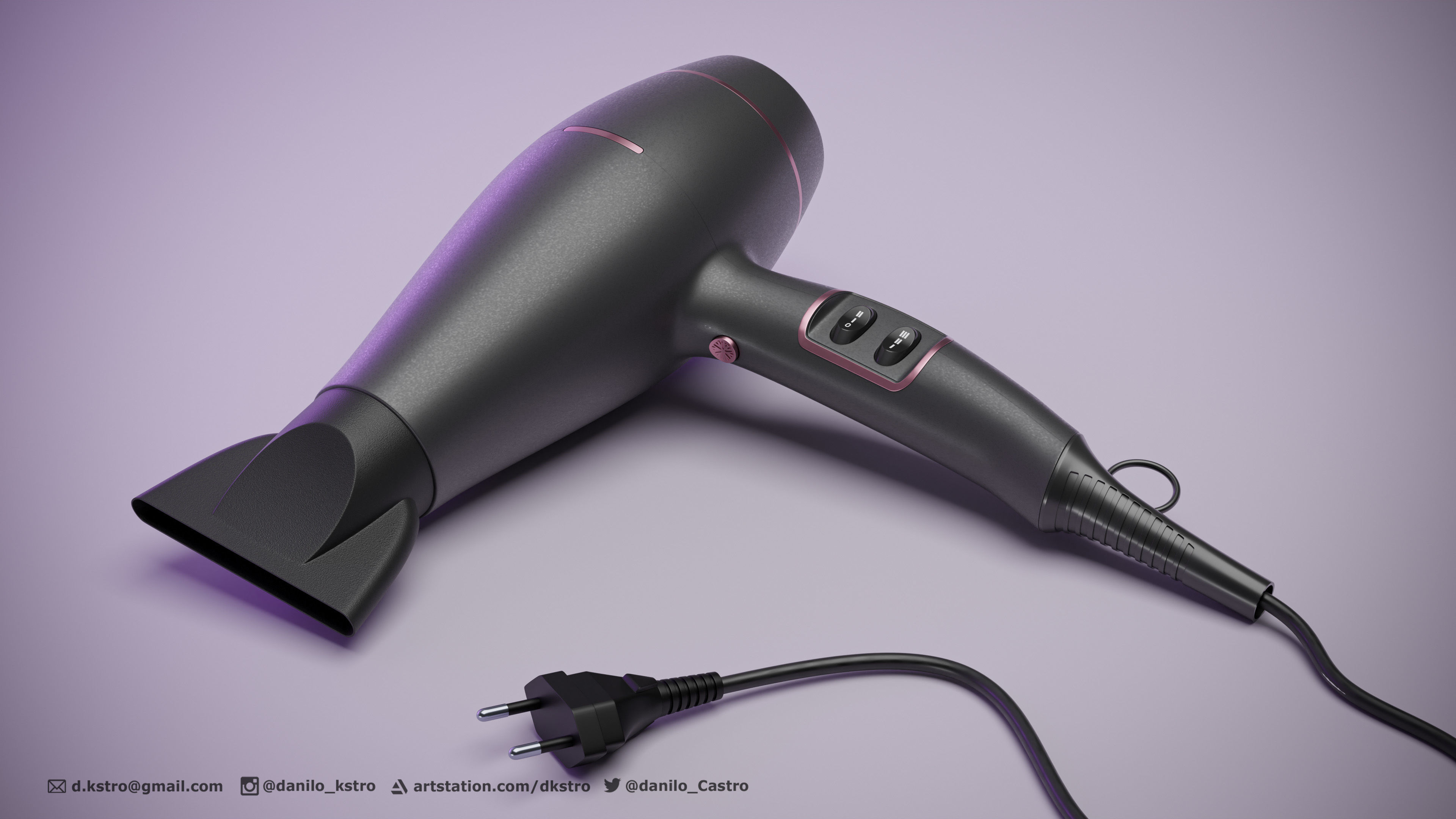 Hairdryer - Mesh For Production 3D model_2